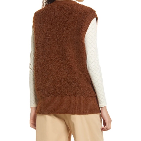 VERO MODA Loopi Brown Fuzzy Sweater Vest NWT - Picture 2 of 10